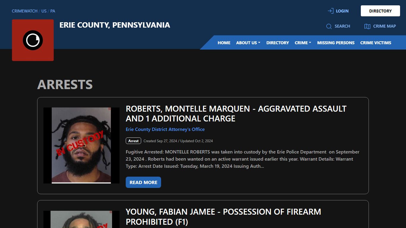 Arrests for Erie County, Pennsylvania - CRIMEWATCH