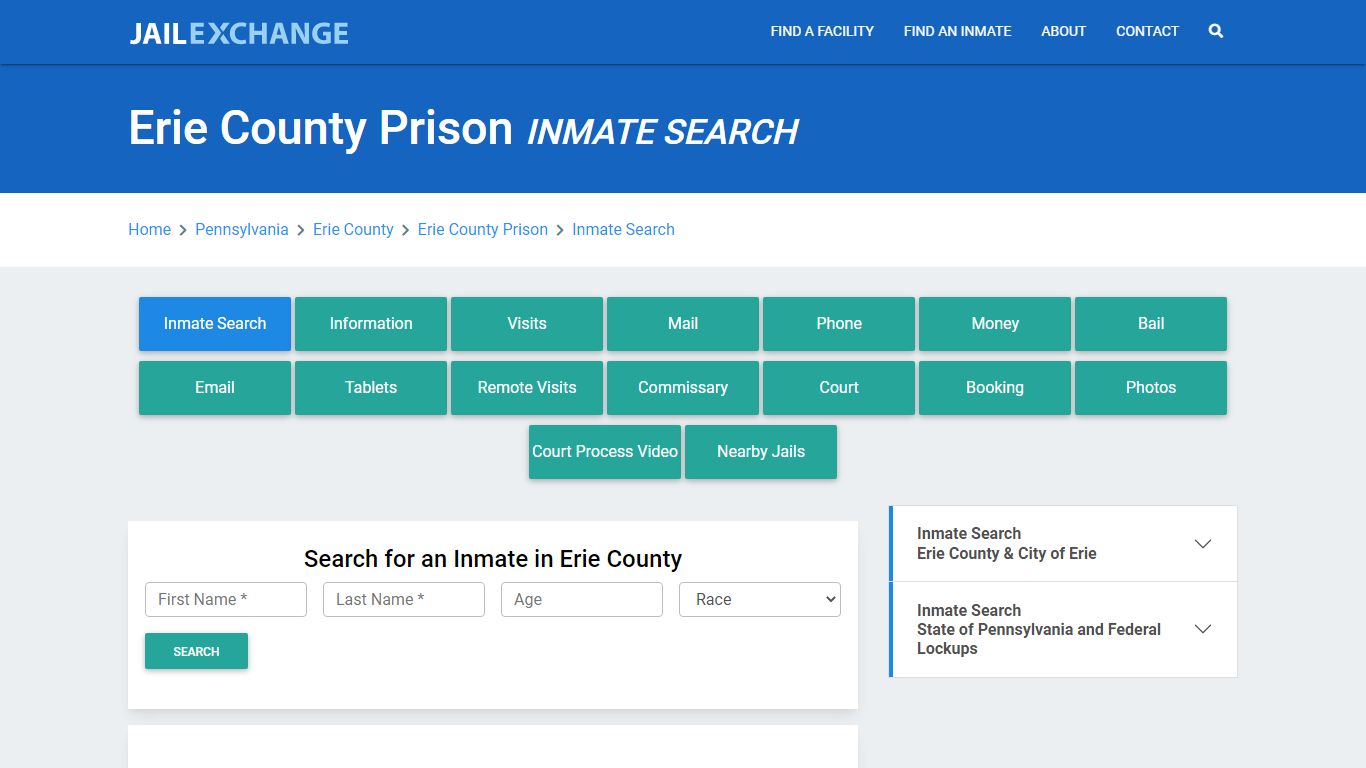 Erie County Prison, PA Inmate Search: Roster & Mugshots - Jail Exchange